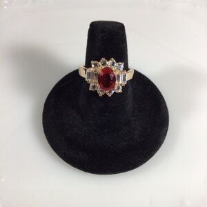 Gold Ruby and Cubic Zirconia Fashion Ring - Size 10. New with tag.